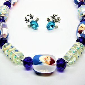 Elven Necklace,glass bead necklace set,charm necklace,Christmas gift for mom